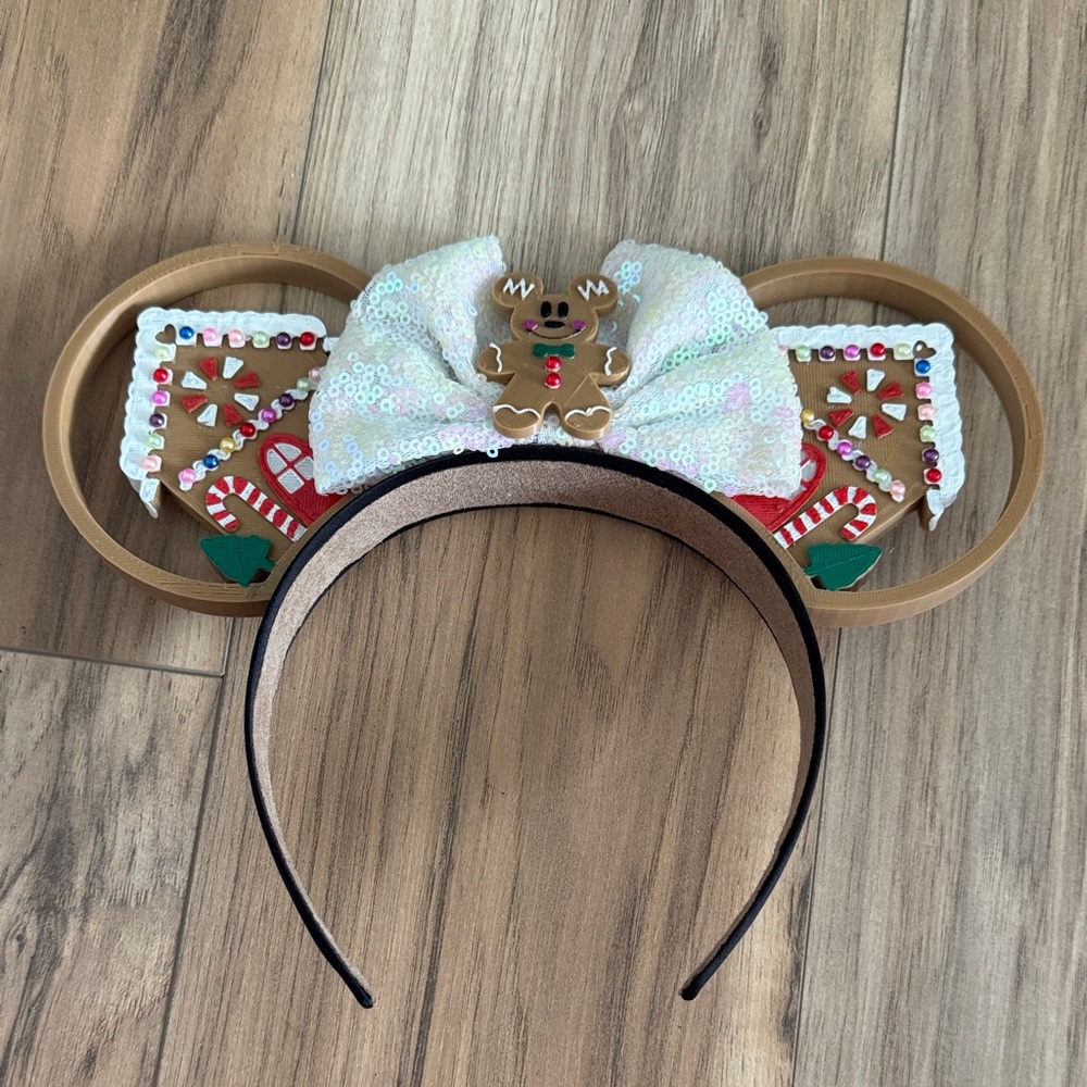 Gingerbread House mouse ear Headband with Sequin Bow